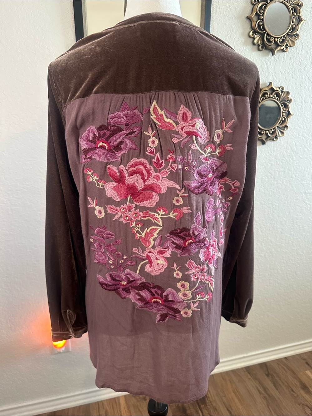 Paparazzi Velvet Embroidered Tunic Top